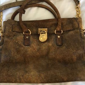 Authentic Michael Kors brown suede tote